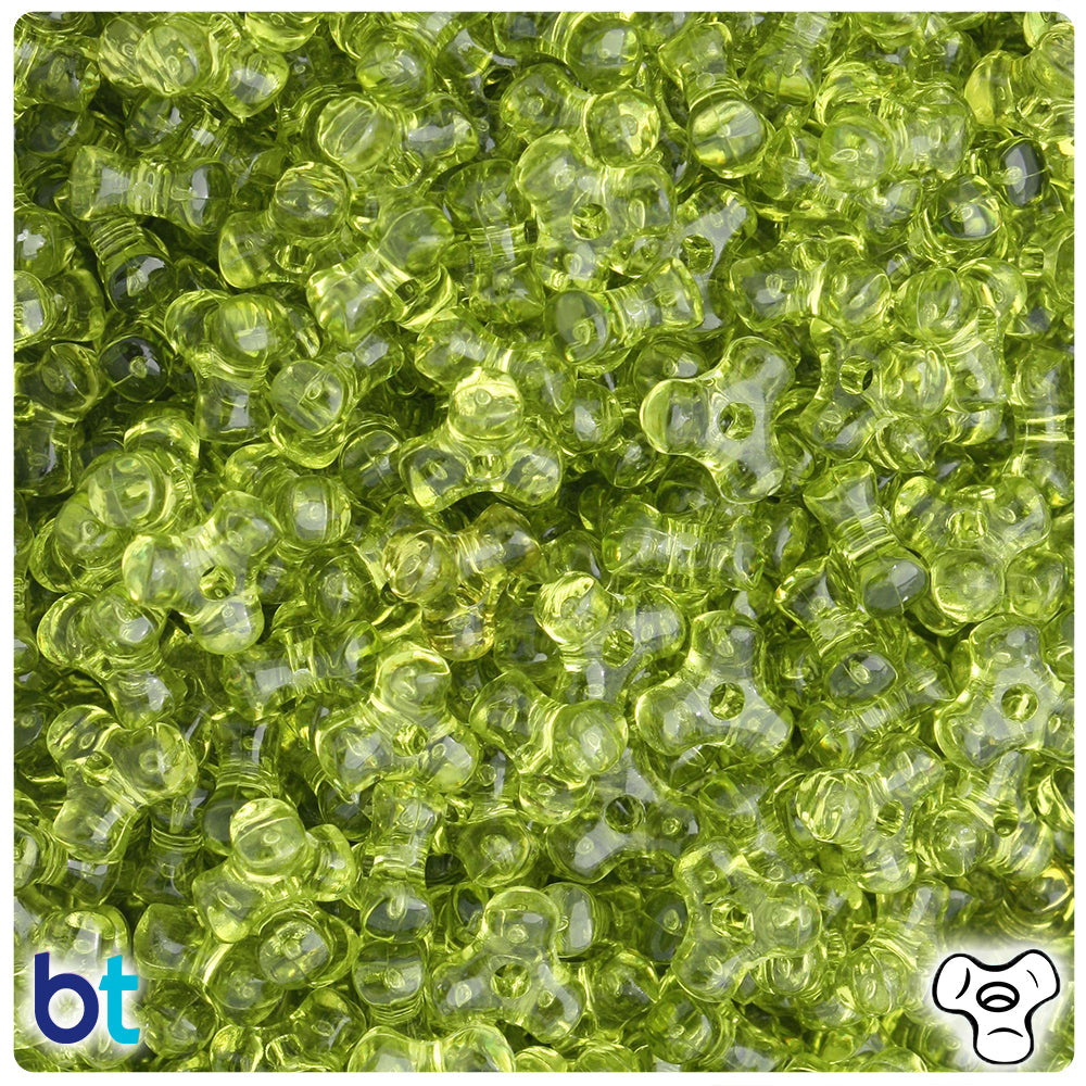 BeadTin Light Avocado Transparent 11mm TriBead Plastic Craft Beads (500pcs)