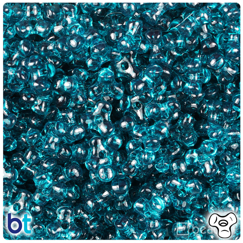 BeadTin Dark Teal Transparent 11mm TriBead Plastic Craft Beads (500pcs)