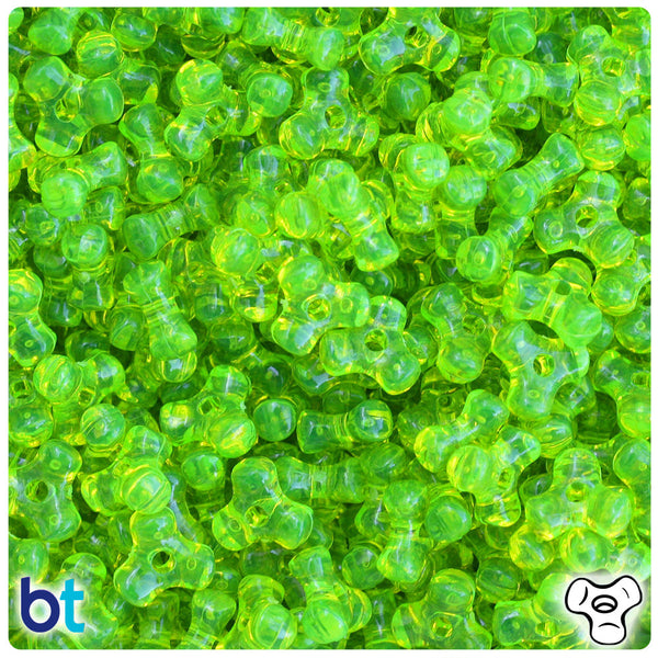 BeadTin Lime Roe Transparent 11mm TriBead Plastic Craft Beads (500pcs)