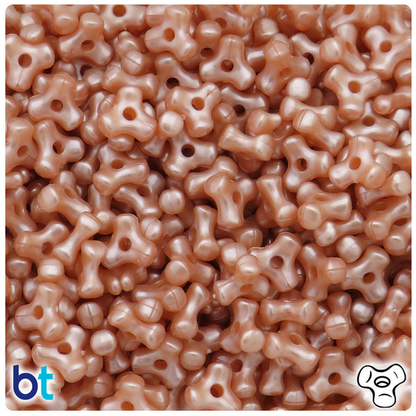 BeadTin Peach Pearl 11mm TriBead Plastic Craft Beads (500pcs)