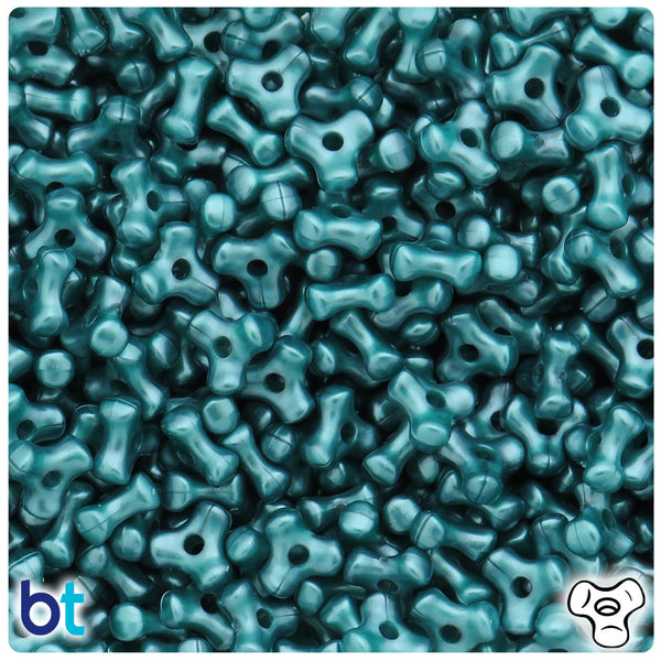 BeadTin Teal Pearl 11mm TriBead Plastic Craft Beads (500pcs)