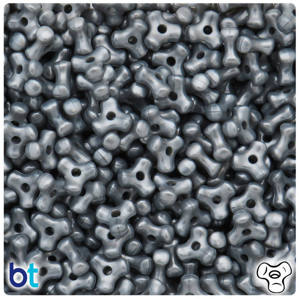 BeadTin Grey Pearl 11mm TriBead Plastic Craft Beads (500pcs)