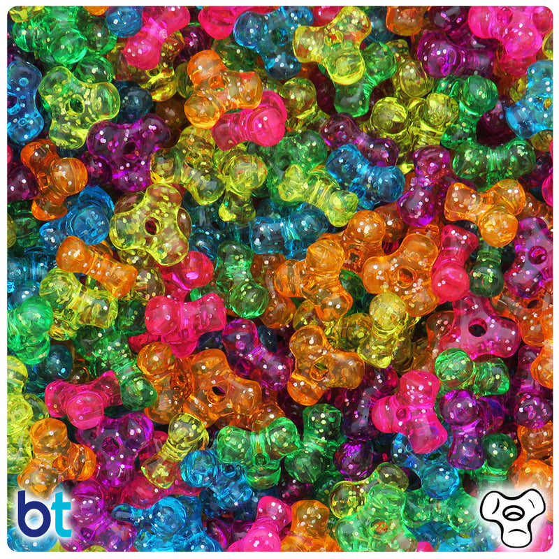 BeadTin Jelly Sparkle Mix 11mm TriBead Plastic Craft Beads (500pcs)