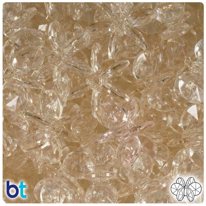 BeadTin Champagne Transparent 25mm SunBurst Plastic Craft Beads (80pcs)