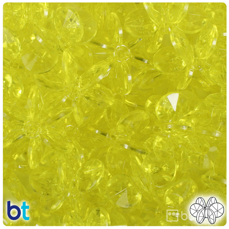 BeadTin Yellow Transparent 25mm SunBurst Plastic Craft Beads (80pcs)