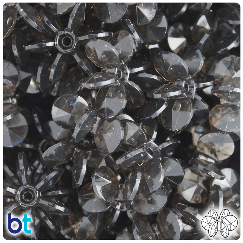 BeadTin Jet Transparent 25mm SunBurst Plastic Craft Beads (80pcs)