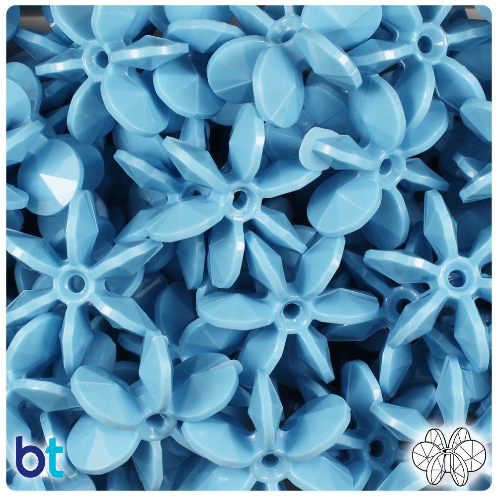 BeadTin Baby Blue Opaque 25mm SunBurst Plastic Craft Beads (80pcs)
