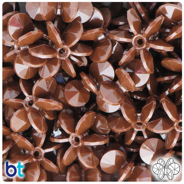 BeadTin Chocolate Opaque 25mm SunBurst Plastic Craft Beads (80pcs)