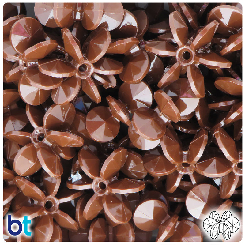 BeadTin Chocolate Opaque 25mm SunBurst Plastic Craft Beads (80pcs)