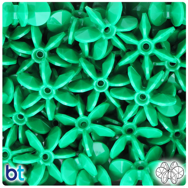 BeadTin Green Opaque 25mm SunBurst Plastic Craft Beads (80pcs)