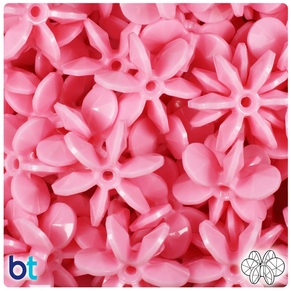 BeadTin Baby Pink Opaque 25mm SunBurst Plastic Craft Beads (80pcs)