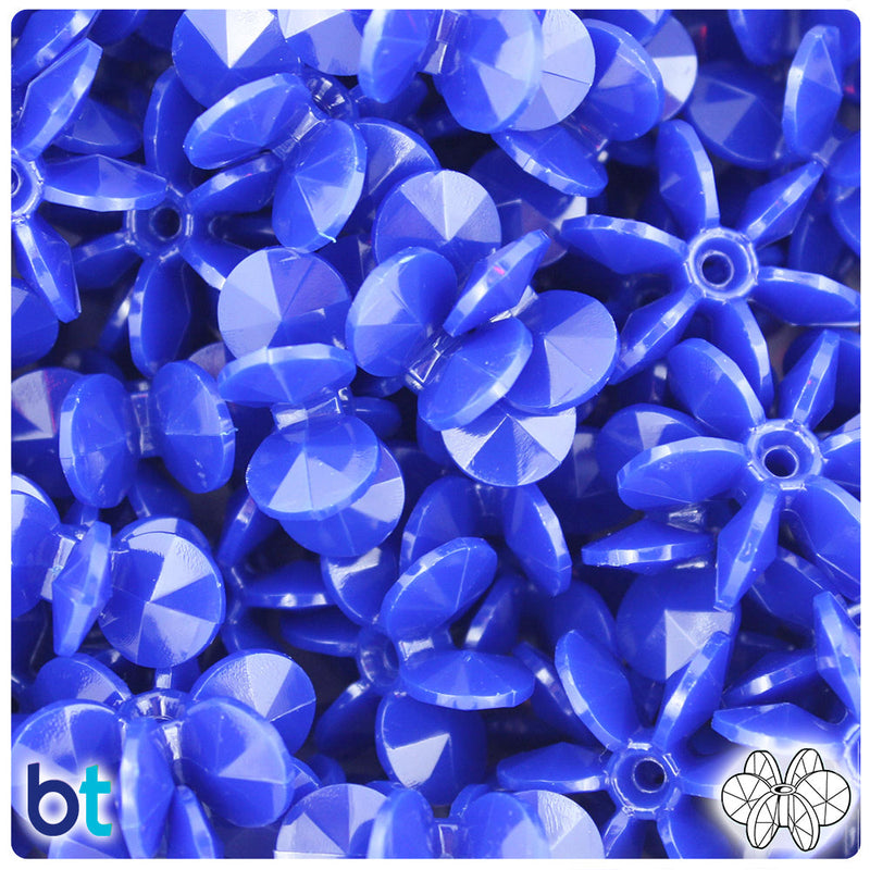 BeadTin Royal Blue Opaque 25mm SunBurst Plastic Craft Beads (80pcs)