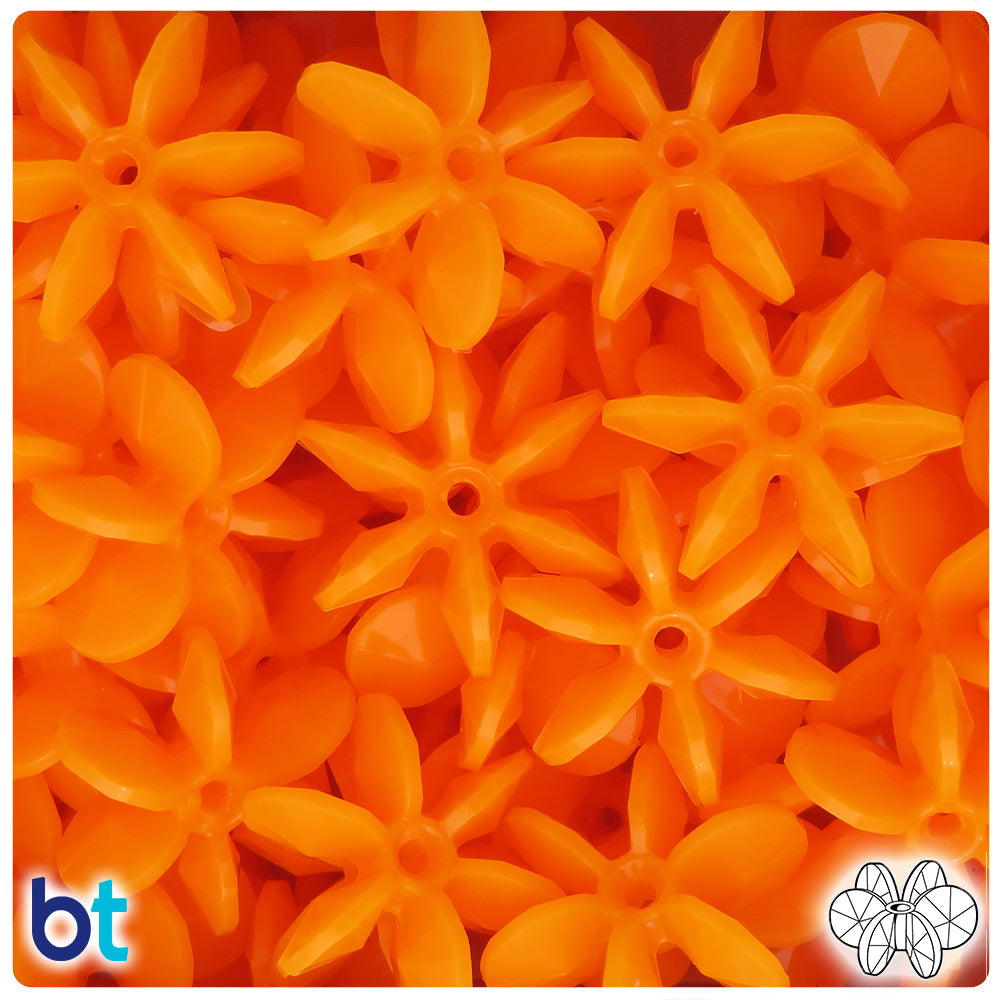 BeadTin Orange Opaque 25mm SunBurst Plastic Craft Beads (80pcs)