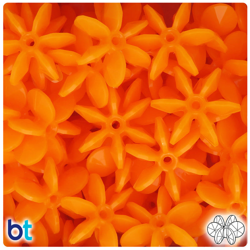 BeadTin Orange Opaque 25mm SunBurst Plastic Craft Beads (80pcs)