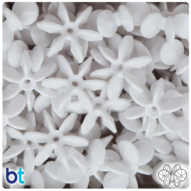 BeadTin Bright White Opaque 25mm SunBurst Plastic Craft Beads (80pcs)