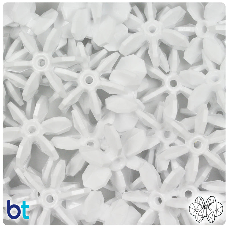 BeadTin White Opaque 25mm SunBurst Plastic Craft Beads (80pcs)