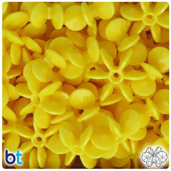 BeadTin Yellow Opaque 25mm SunBurst Plastic Craft Beads (80pcs)