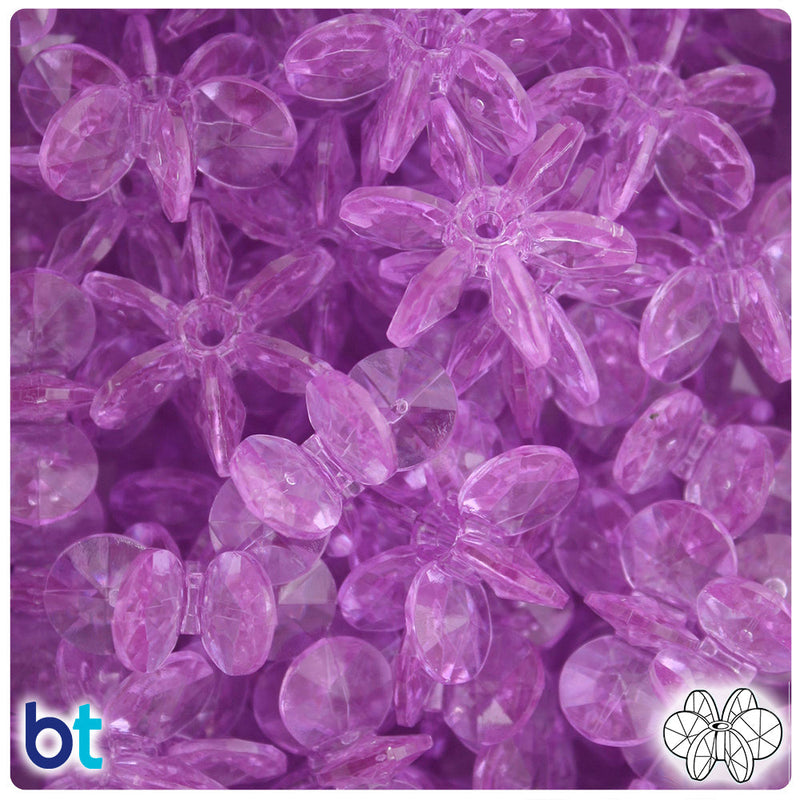 BeadTin Light Amethyst Transparent 25mm SunBurst Plastic Craft Beads (80pcs)