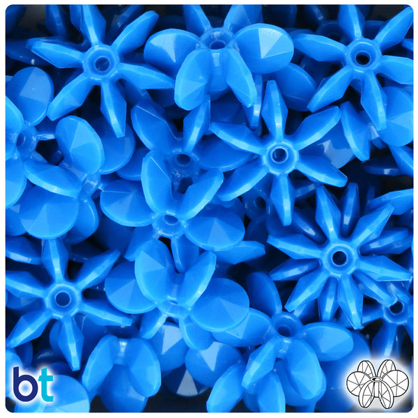 BeadTin True Blue Neon Bright 25mm SunBurst Plastic Craft Beads (80pcs)