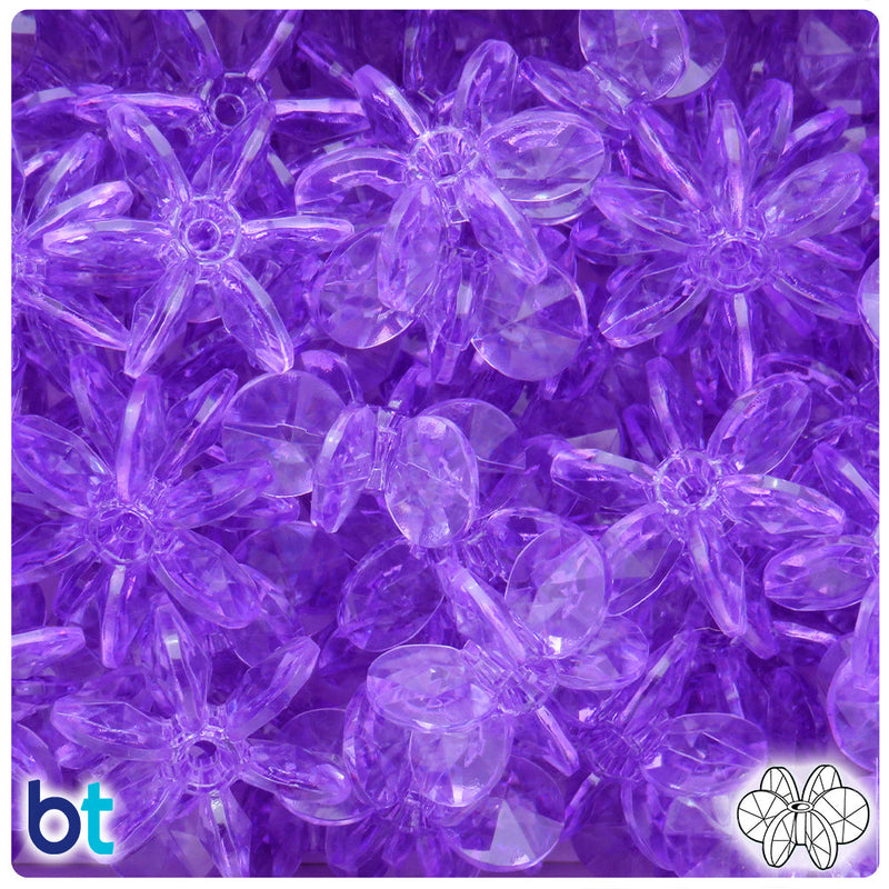 BeadTin Pale Amethyst Transparent 25mm SunBurst Plastic Craft Beads (80pcs)