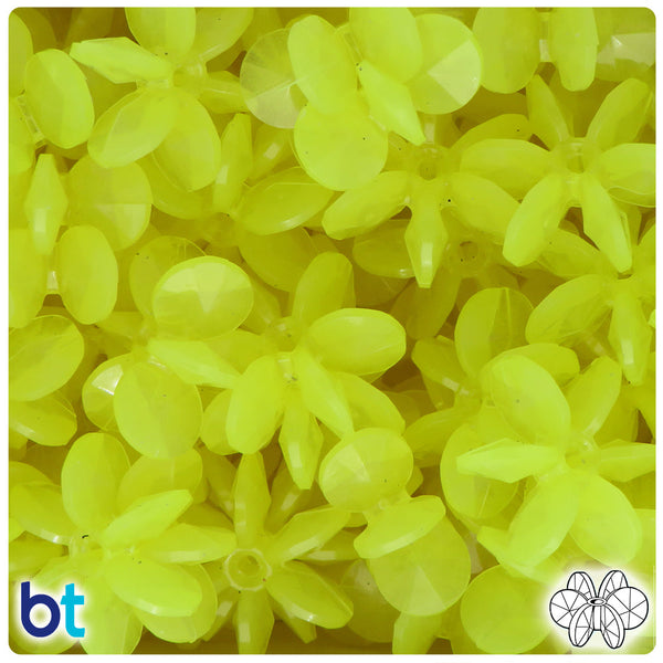 BeadTin Yellow Glow 25mm SunBurst Plastic Craft Beads (80pcs)