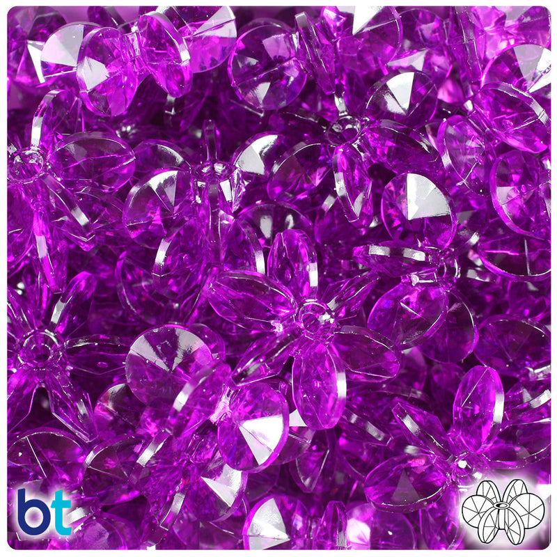 BeadTin Lilac Transparent 25mm SunBurst Plastic Craft Beads (80pcs)