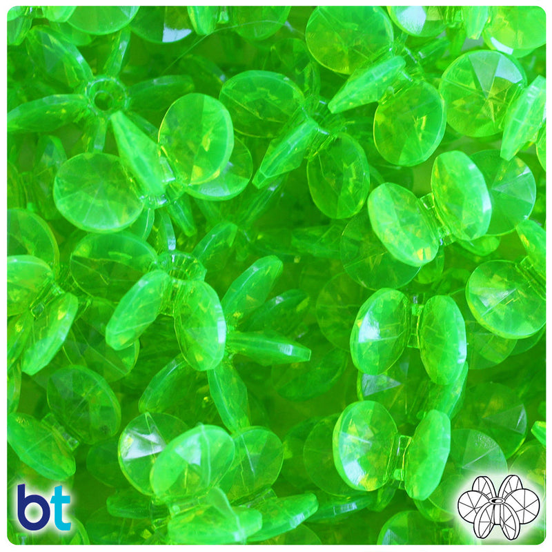 BeadTin Lime Roe Transparent 25mm SunBurst Plastic Craft Beads (80pcs)