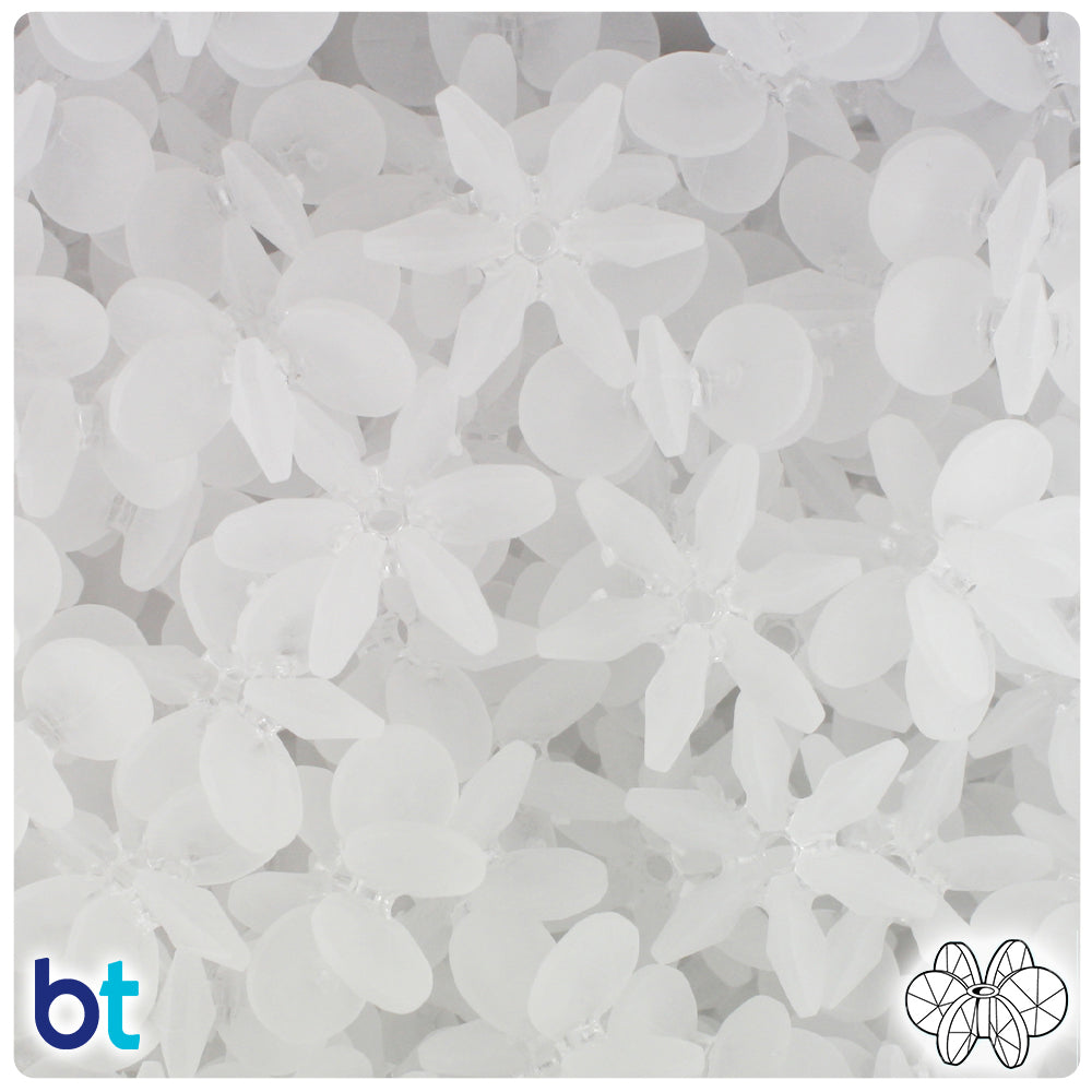 BeadTin Ice Frosted 18mm SunBurst Plastic Craft Beads (135pcs)
