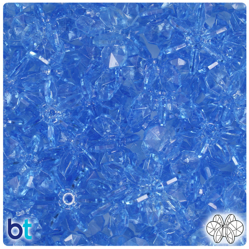 BeadTin Light Sapphire Transparent 18mm SunBurst Plastic Craft Beads (135pcs)