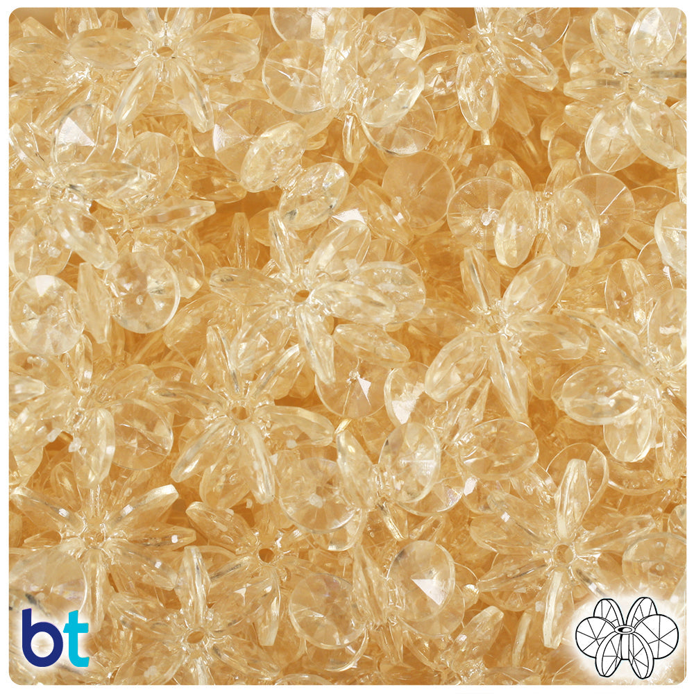 BeadTin Champagne Transparent 18mm SunBurst Plastic Craft Beads (135pcs)