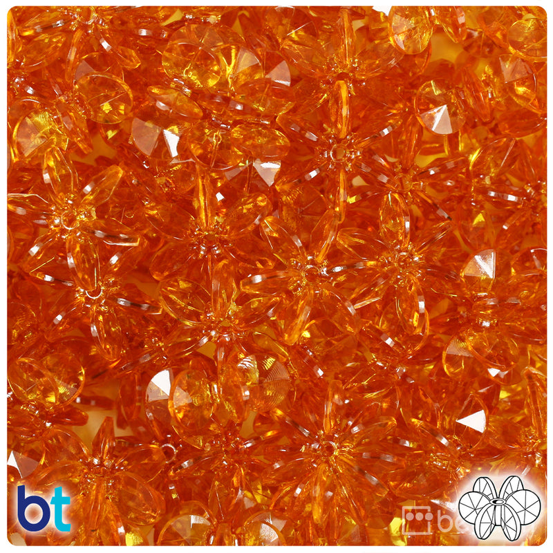 BeadTin Topaz Transparent 18mm SunBurst Plastic Craft Beads (135pcs)