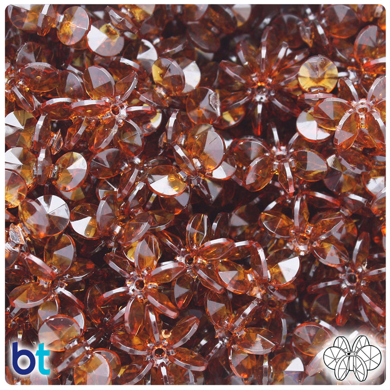 BeadTin Root Beer Transparent 18mm SunBurst Plastic Craft Beads (135pcs)