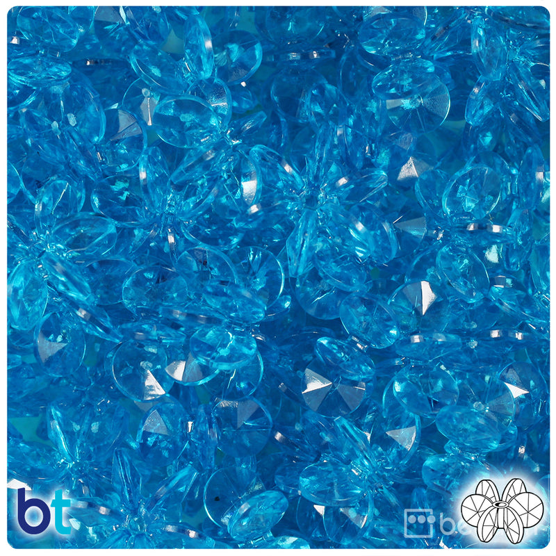 BeadTin Turquoise Transparent 18mm SunBurst Plastic Craft Beads (135pcs)