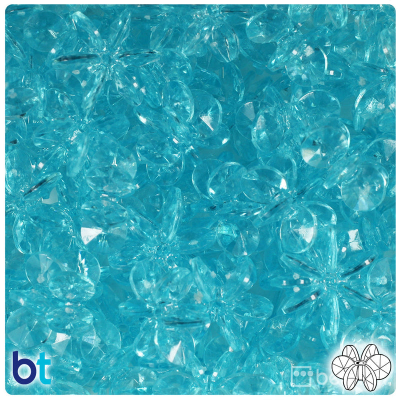 BeadTin Light Turquoise Transparent 18mm SunBurst Plastic Craft Beads (135pcs)