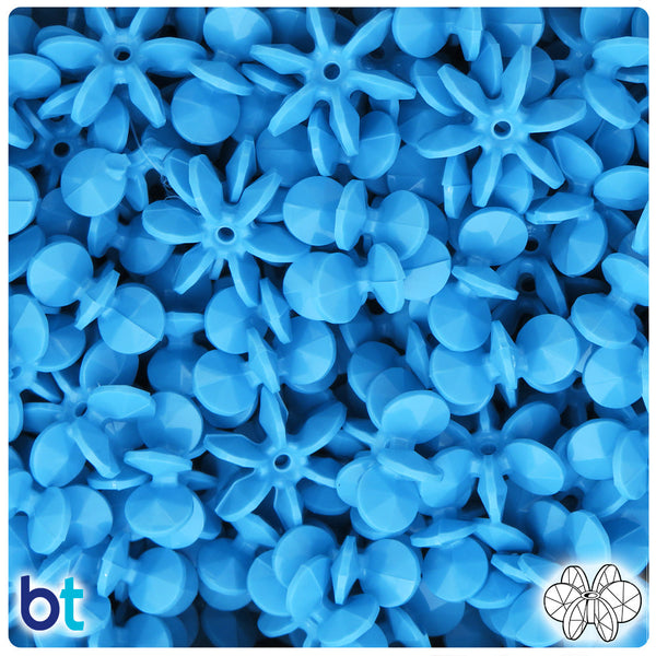 BeadTin Baby Blue Opaque 18mm SunBurst Plastic Craft Beads (135pcs)