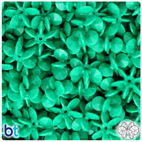 BeadTin Green Opaque 18mm SunBurst Plastic Craft Beads (135pcs)