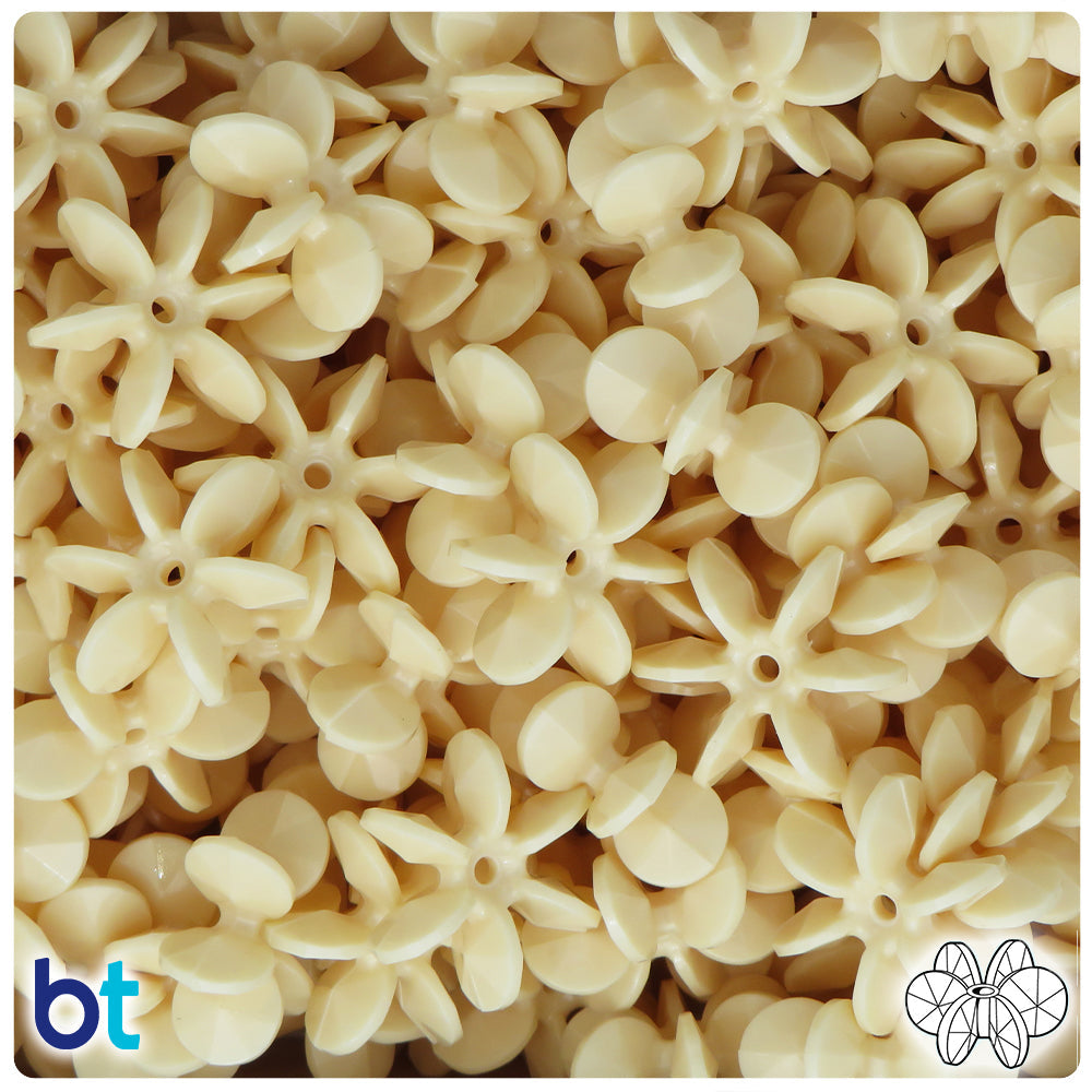 BeadTin Ivory Opaque 18mm SunBurst Plastic Craft Beads (135pcs)