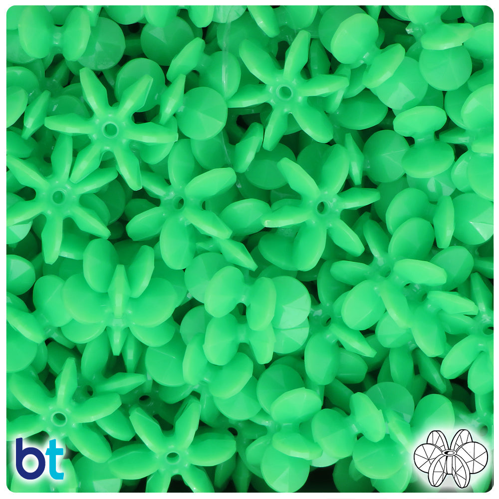 BeadTin Lime Opaque 18mm SunBurst Plastic Craft Beads (135pcs)