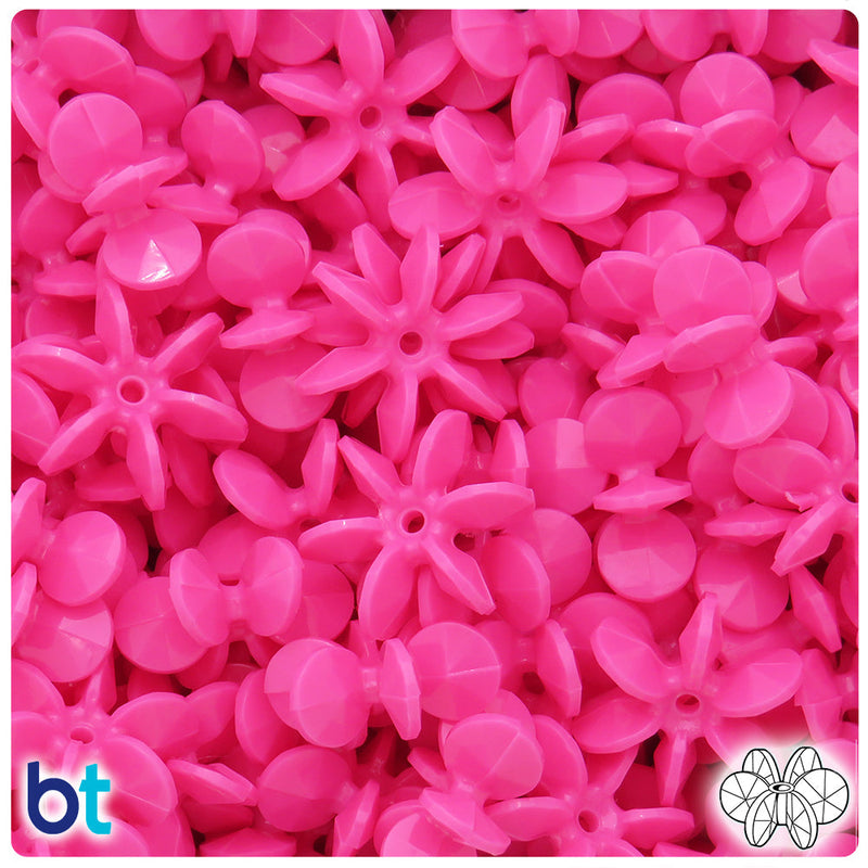 BeadTin Dark Pink Opaque 18mm SunBurst Plastic Craft Beads (135pcs)