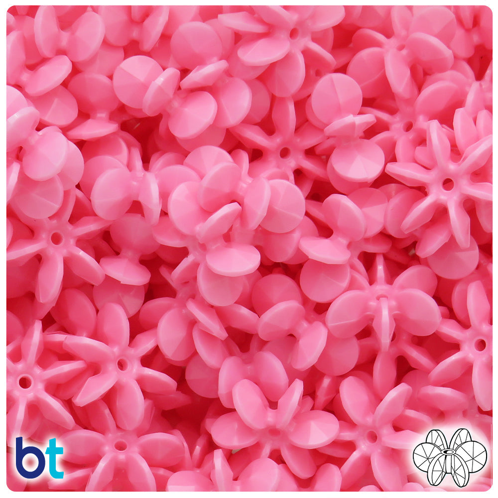 BeadTin Baby Pink Opaque 18mm SunBurst Plastic Craft Beads (135pcs)