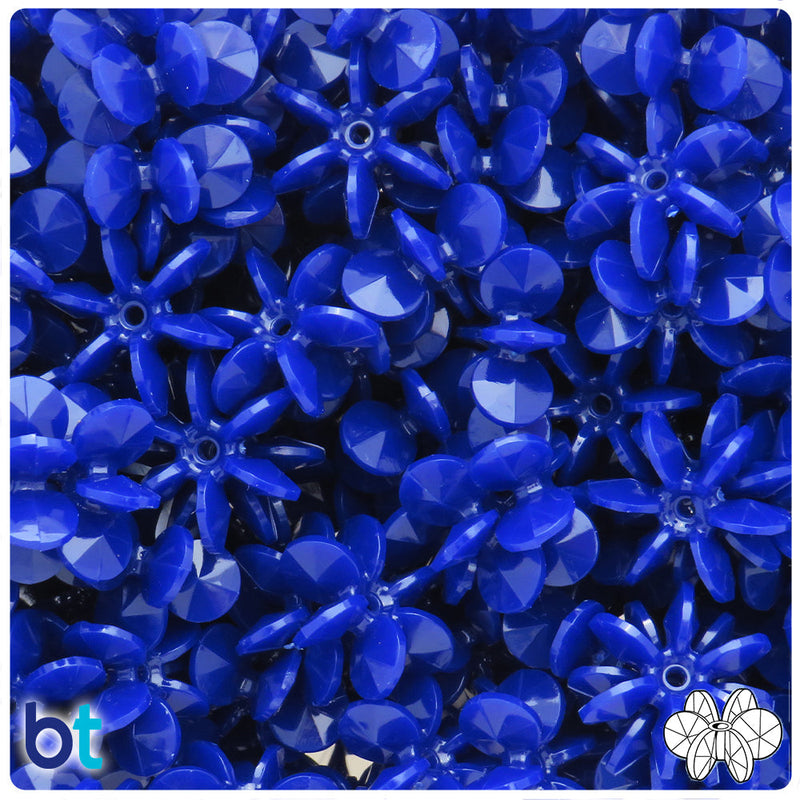 BeadTin Royal Blue Opaque 18mm SunBurst Plastic Craft Beads (135pcs)