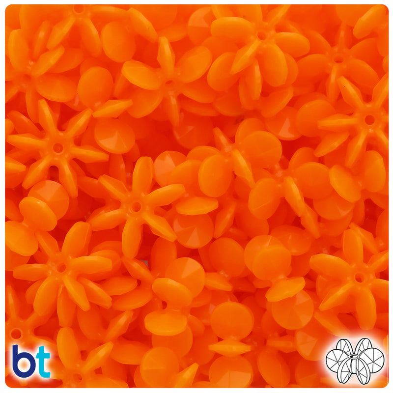 BeadTin Orange Opaque 18mm SunBurst Plastic Craft Beads (135pcs)