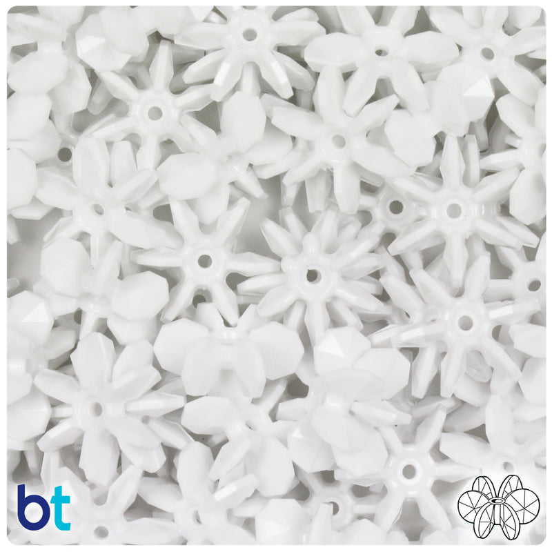 BeadTin White Opaque 18mm SunBurst Plastic Craft Beads (135pcs)