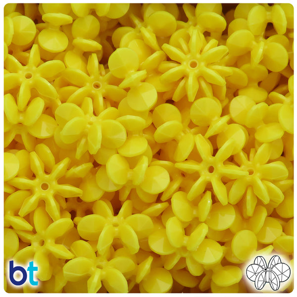 BeadTin Yellow Opaque 18mm SunBurst Plastic Craft Beads (135pcs)