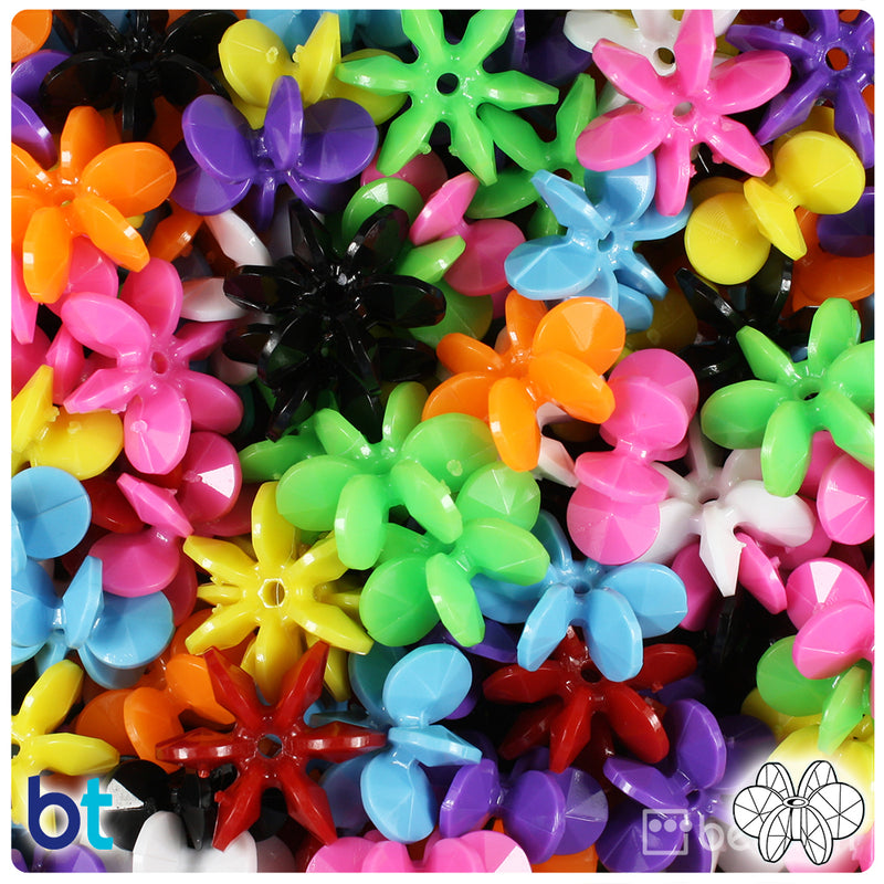 BeadTin Opaque Mix 18mm SunBurst Plastic Craft Beads (135pcs)