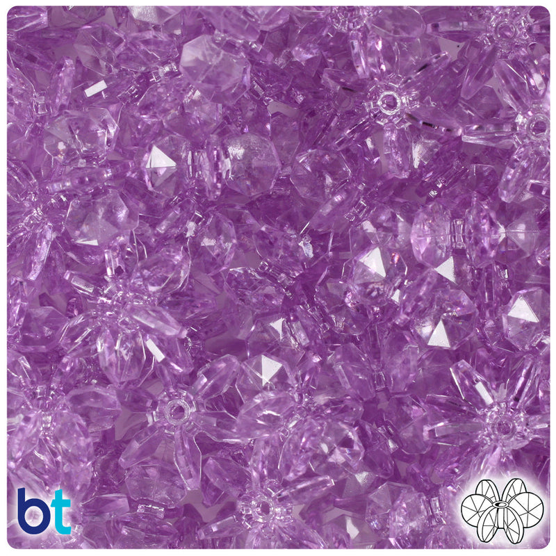 BeadTin Light Amethyst Transparent 18mm SunBurst Plastic Craft Beads (135pcs)