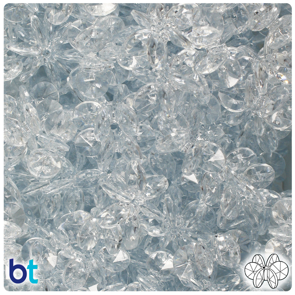 BeadTin Ice Blue Transparent 18mm SunBurst Plastic Craft Beads (135pcs)