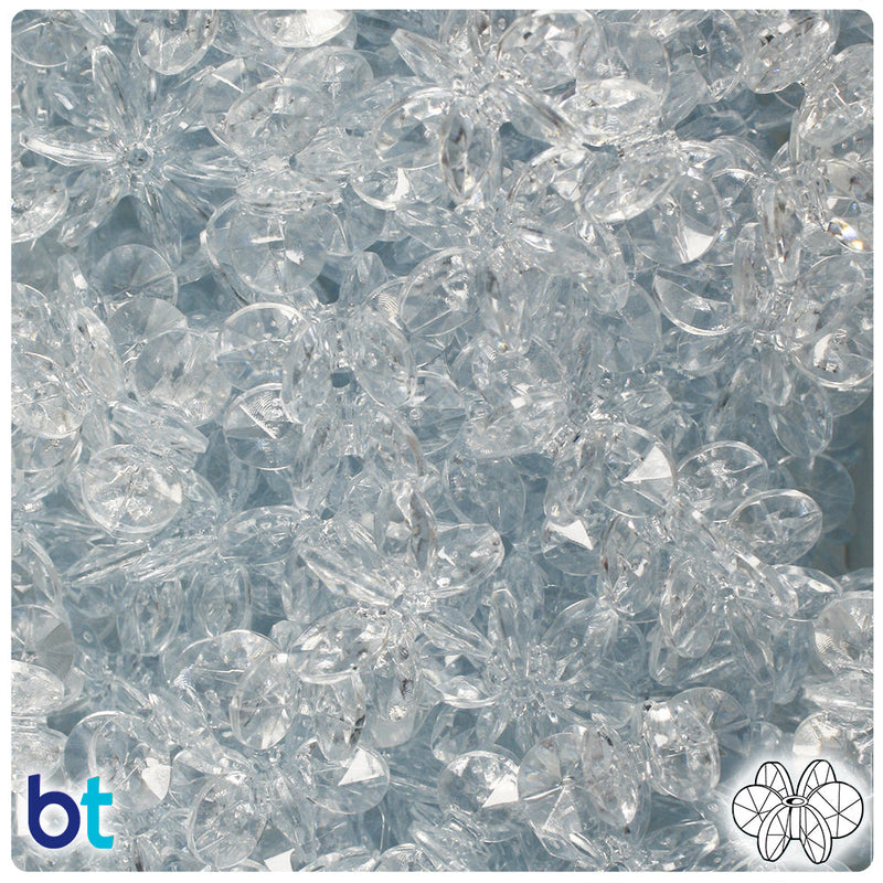 BeadTin Ice Blue Transparent 18mm SunBurst Plastic Craft Beads (135pcs)