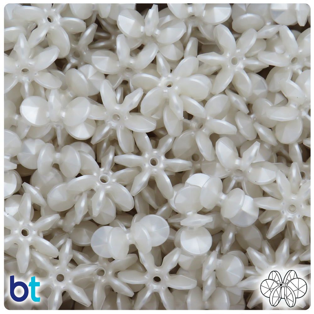 BeadTin Bridal Pearl 18mm SunBurst Plastic Craft Beads (135pcs)