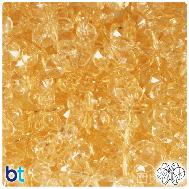 BeadTin Dark Champagne Transparent 18mm SunBurst Plastic Craft Beads (135pcs)